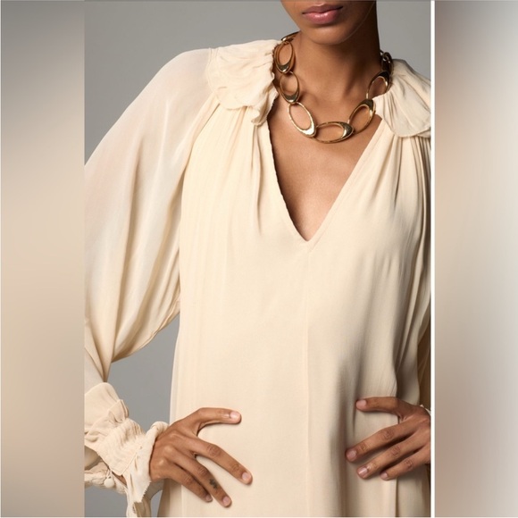 Anthropologie Long Sleeve Sheer Pleated Maxi Dress Medium - Picture 3 of 11